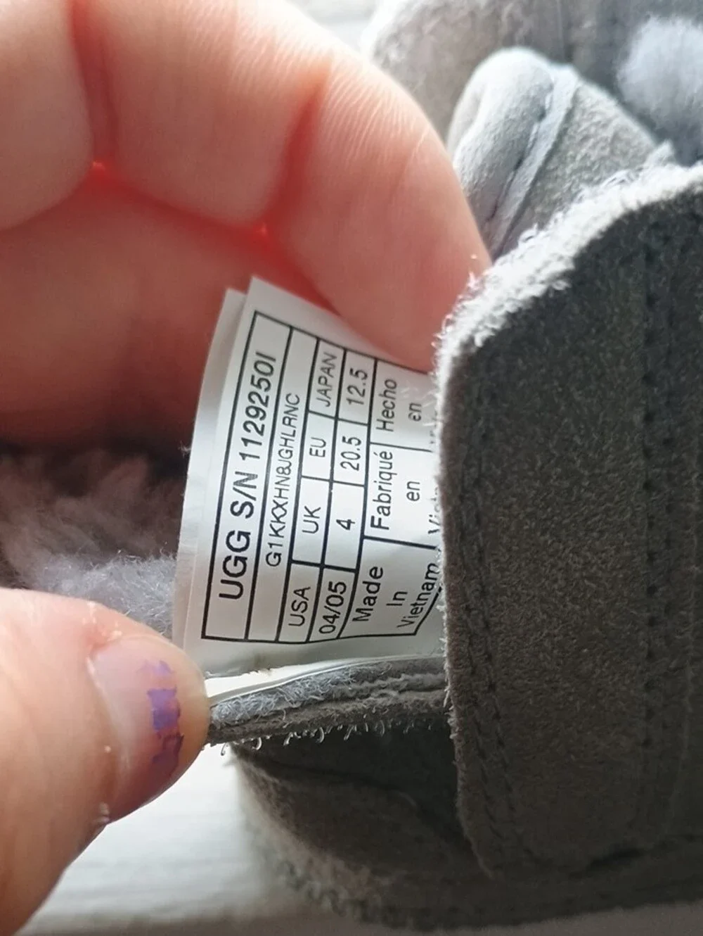 Baby Toddler Size 4 Gray Suede Fur Lined Ugg Boots